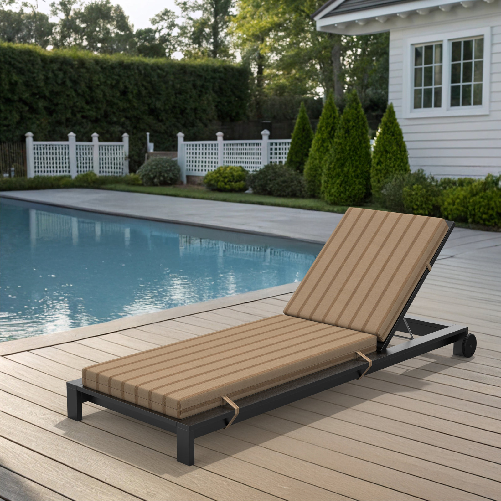 Lani Sunbrella Outdoor Chaise Lounge Cushion, Unwind Driftwood, 22.5" W x 47" D