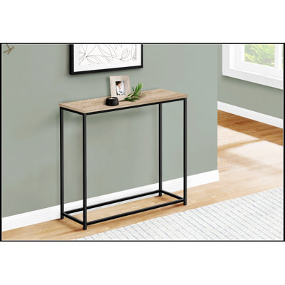 Console étroite et moderne avec plateau en stratifié blanc et structure en métal noir, parfaite pour les entrées et les côtés des canapés.