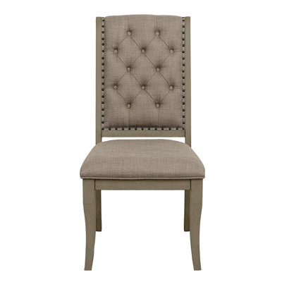 Of 2 Classic Side Chairs - Gray Cashmere Fabric Upholstery, Button- Back, Nailhead Trim For Dining Space Traditional ( 2) Upholstery With Pattern And Room