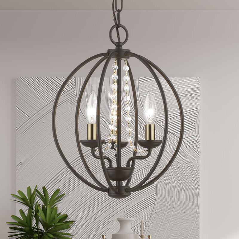 Mini-lustre convertible Globe, Bronze / laiton antique