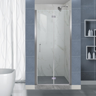 34-35.9 in. W x 72 in. H Frameless Bi-fold Shower Doors with Clear SGCC Tempered Glass