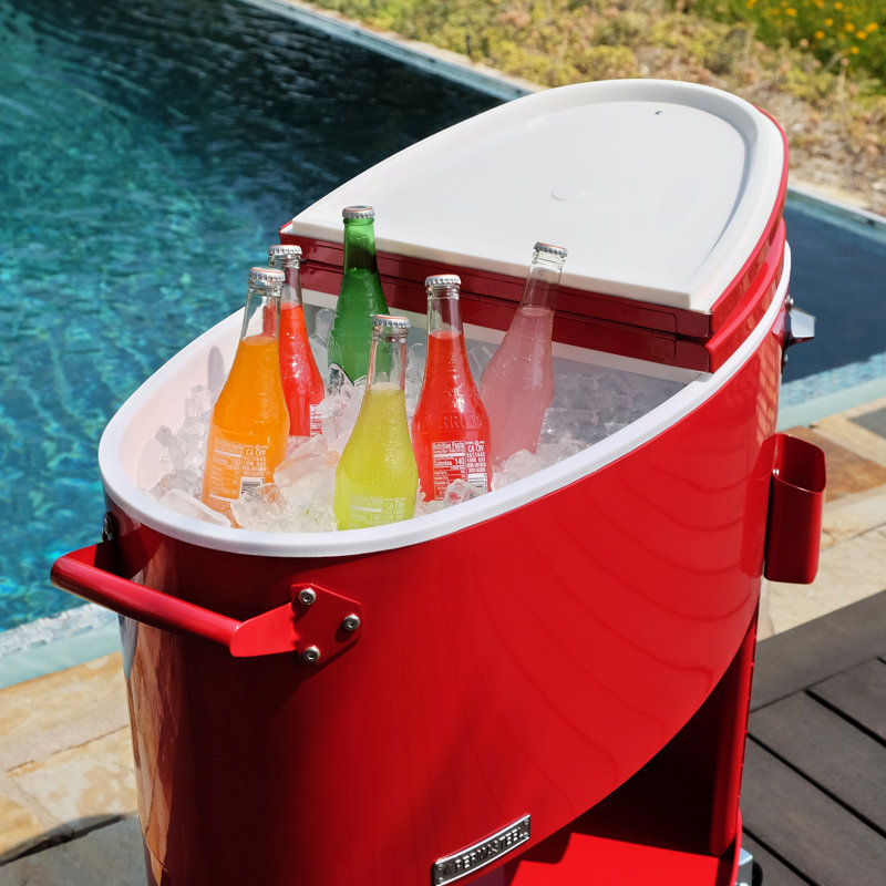 Chariot de terrasse de patio ovale de 80 pintes Permasteel, Rouge