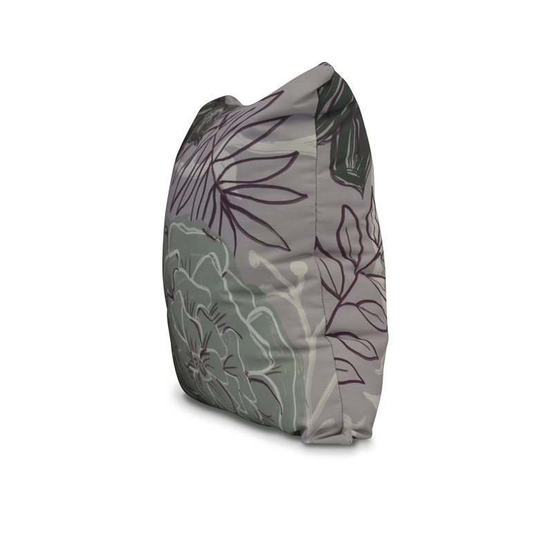 Housse et insert de coussin carré Flower Power, Vert / mauve, H 18 po x l 18 po