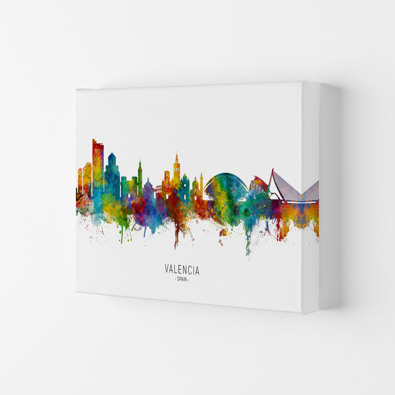 Valencia Spain Skyline by Michael Tompsett - Print, Wrapped Canvas, 42cm H x 59.4cm W x 4cm D