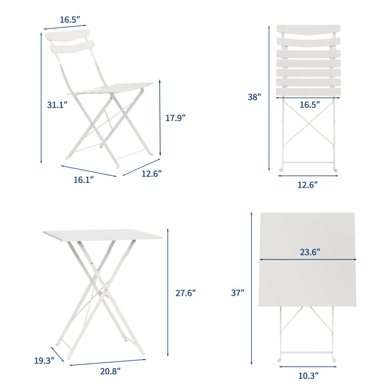 Patio Dining Set with, White