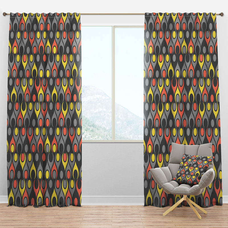 Panneau de rideau simple semi-transparent avec passe-tringle Drops I, Gris, l 52 po x L 63 po