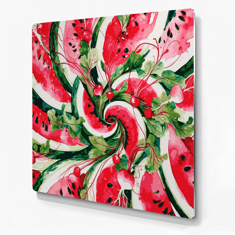 Art mural en métal beige, légumes et radis melon d'eau