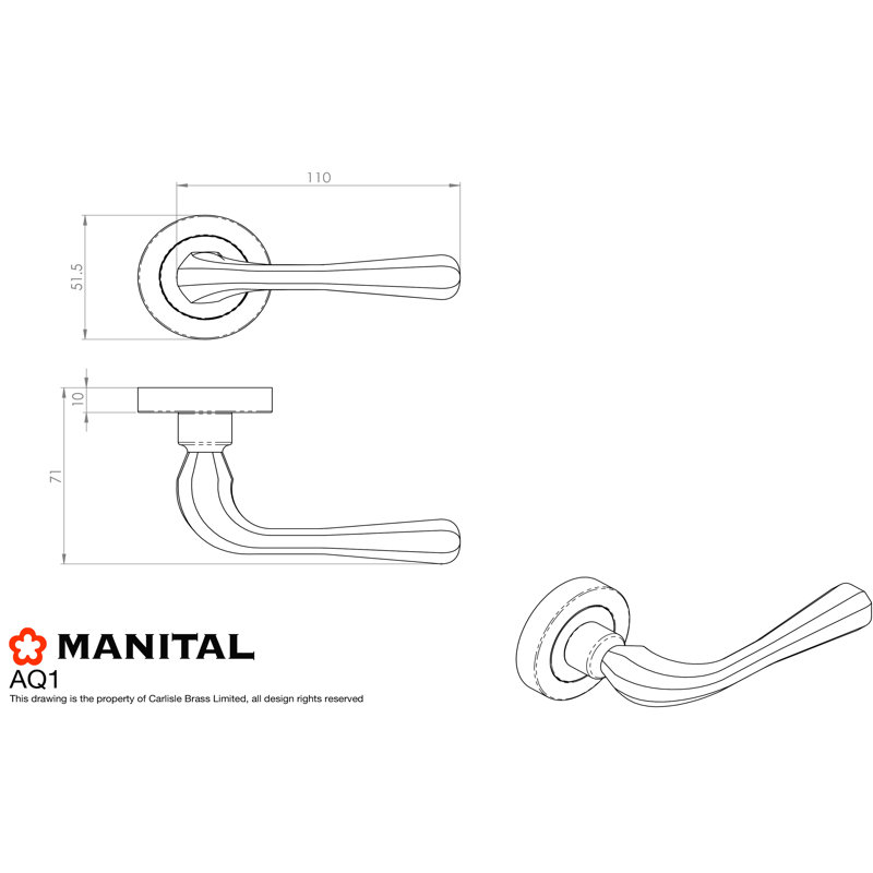 Astro Latch Door Handle, Polished Brass