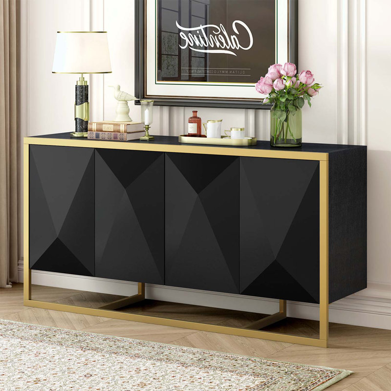 Buffet pour bureau, vestibule, couloir, salon, Noir et or