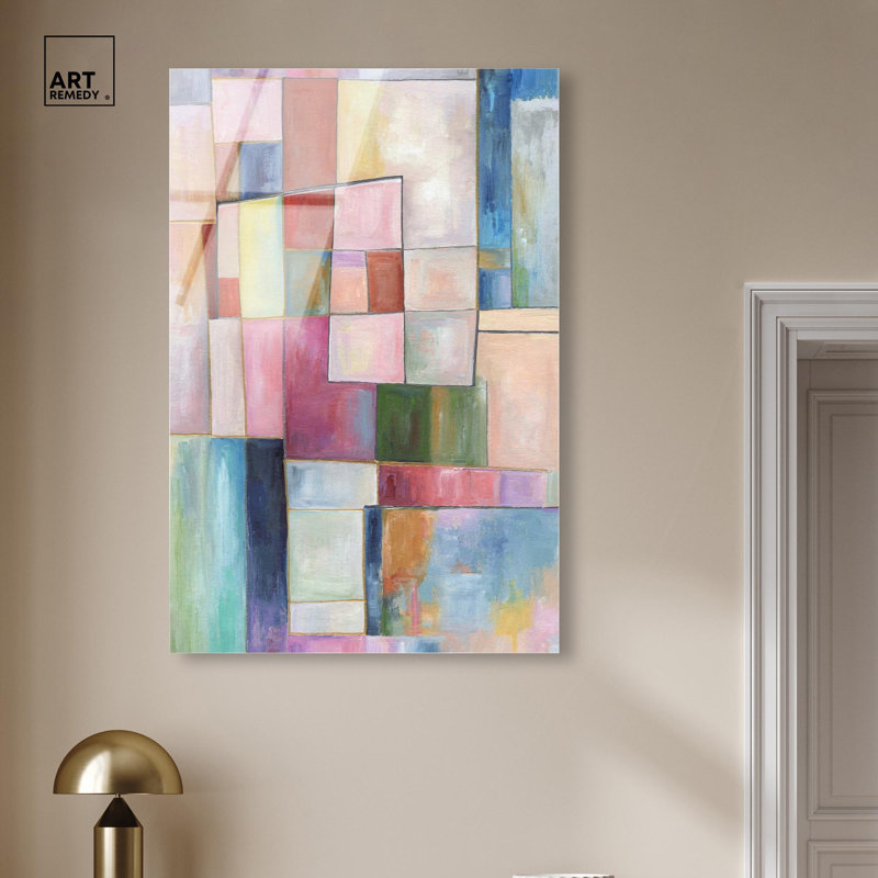 Doll Memories - Glaçure acrylique abstraite colorée par Art Remedy, prête à être accrochée, H 45 po x l 30 po