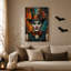 Art mural sur toile, clown de cirque avec chapeau haut de forme à plumes et sarcelle-1567905423
