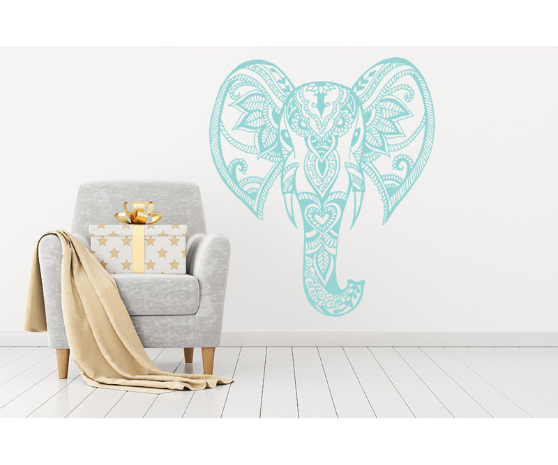 Décalcomanie murale éléphant mehndi Yatton, Menthe
