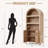  72'' Arched Storage Cabinet With Beech-Rattan Door, Tall Bookshelf With Adjustable Shelves, Modern Farmhouse Wooden Bookcase Kitchen Pantry Cabinet For Living Room-15875573