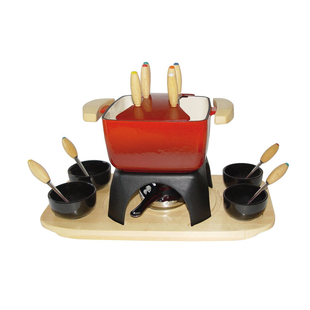 Fondue-Set aus Gusseisen