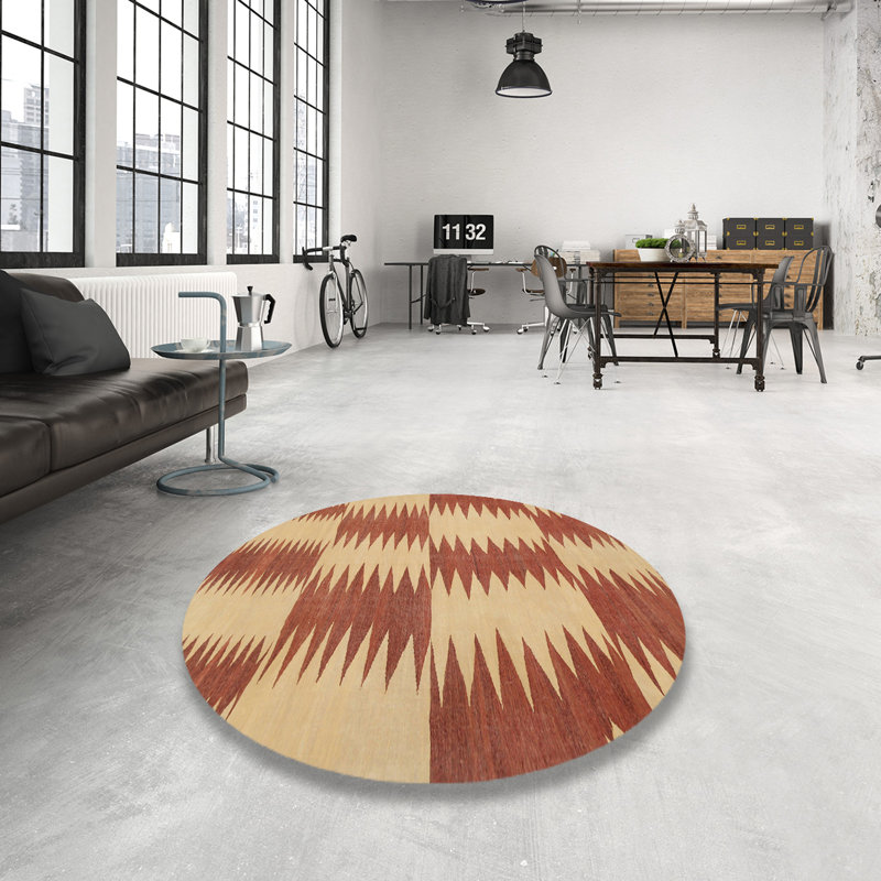 Tapis brun/beige contemporain, Rond 8 pi