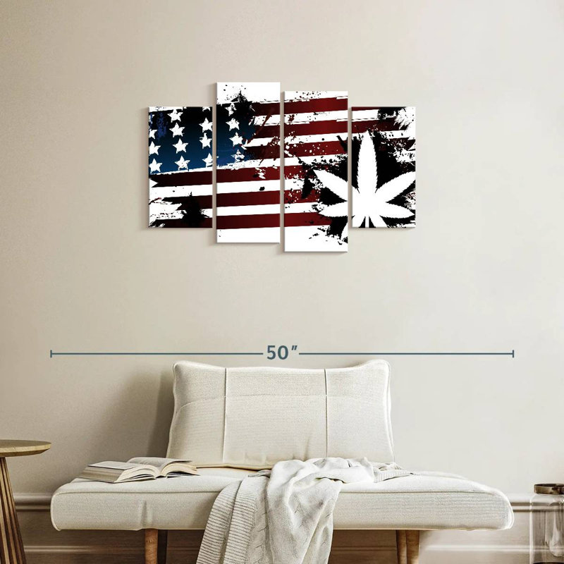 Marijuana et drapeau américain, H 22 po x l 36 po