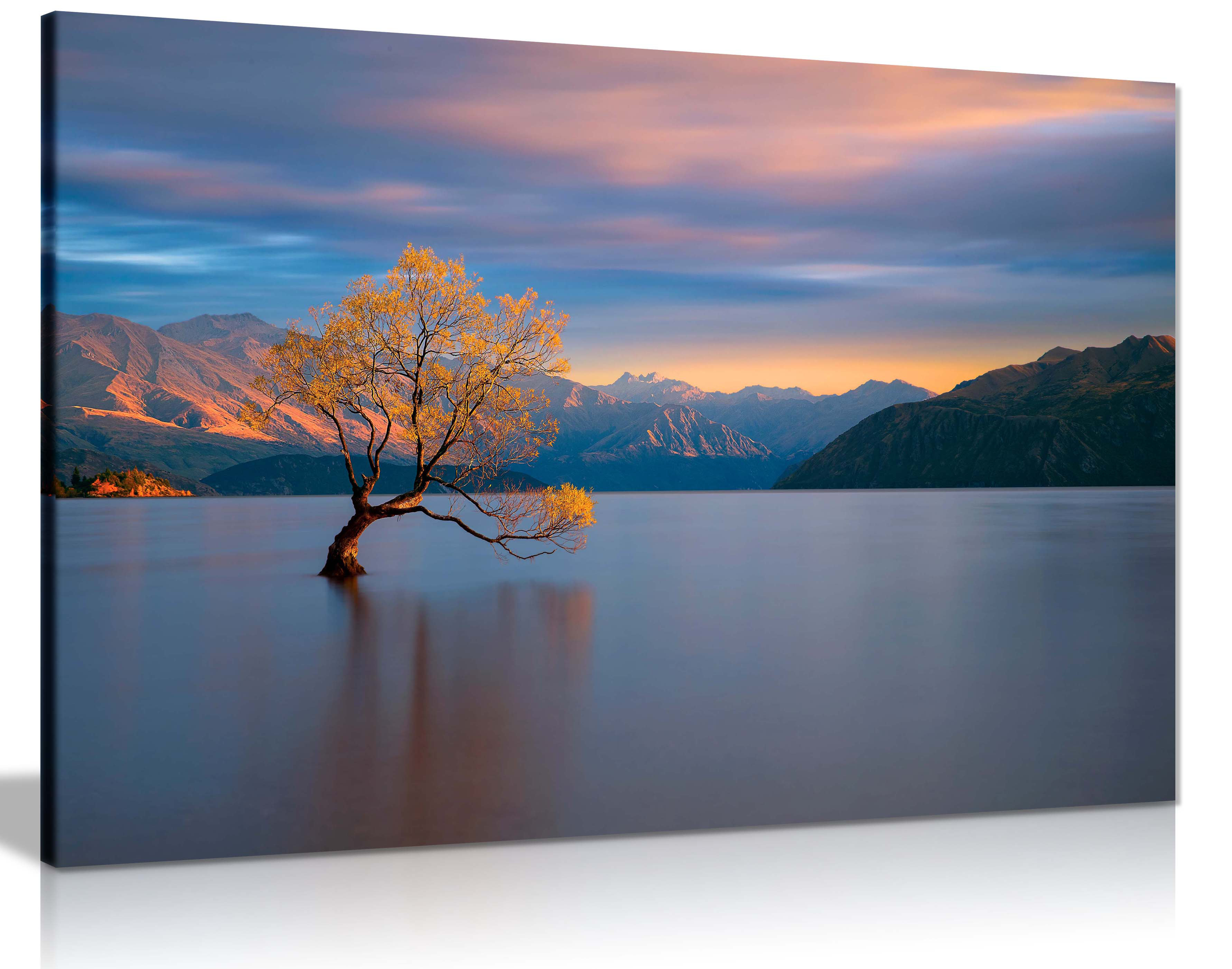 Panther Print Fine Art Prints Sunrise On Lake Wanaka Tree Artistic Framed  Canvas Prints, Pictures For Home Walls, Bedroom, Living Room  Bathroom  Decor Wrapped Canvas Art Prints