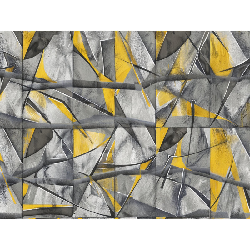 Coussin décoratif réversible en mélange de coton Abstract Construction, H 14 po x l 14 po