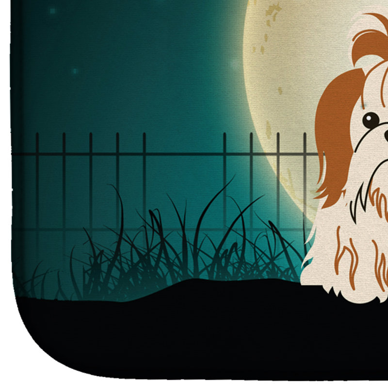 Tapis de séchage tzu de shih halloween, Orange / blanc