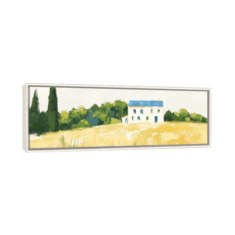 La maison d'été - reproduction d'art murale - toile encadrée, 48 po x 16 po, Toile avec cadre, Blanc patiné