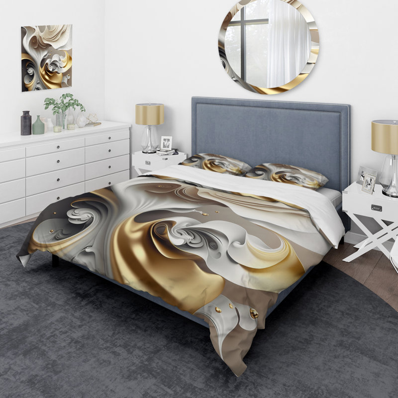 Abstract Geode Liquid - Modern Duvet Cover Set - Microfiber Polyester, Twin Duvet Cover + 1 Standard Sham