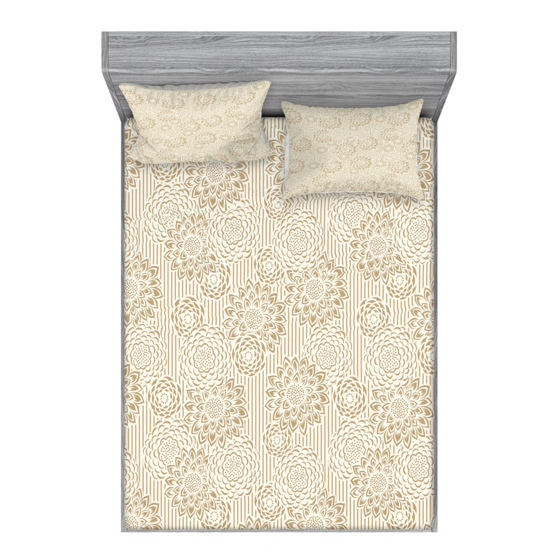 Microfiber Floral Sheet Set, Queen Sheet Set + Fitted Sheet + 2 Pillowcases