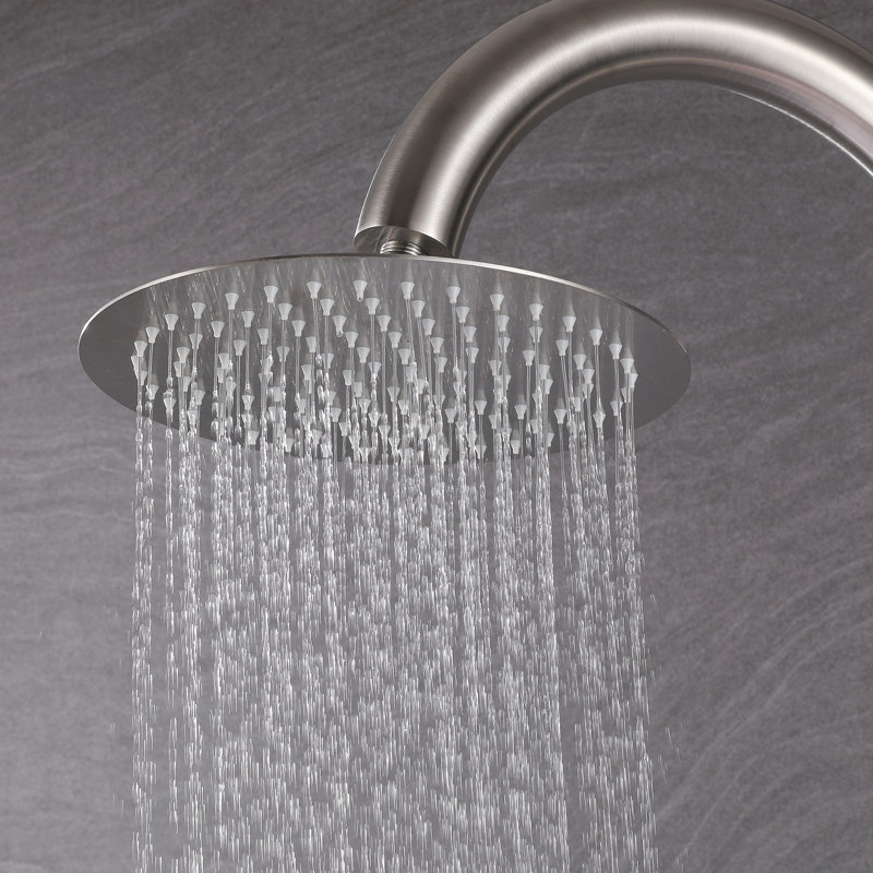 Douche extérieure autoportante en acier inoxydable de 87,8 po de hauteur avec crochet et tablette de rangement