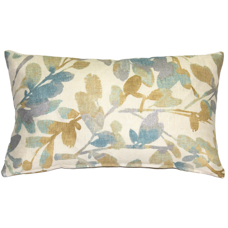 Linen Leaf Graphite Grey Throw Pillow 20x20, Blue