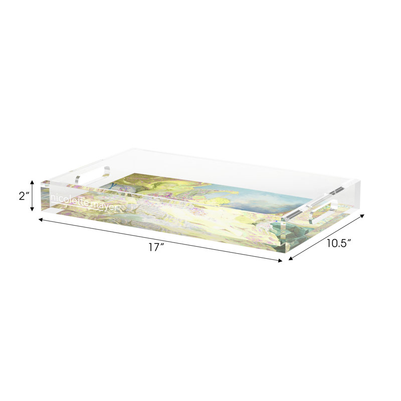 Plateau décoratif rectangulaire en acrylique Vénus et Cupidon, 17"W x 10.5"D x 2"H
