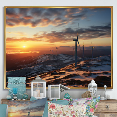 «Sunset Wind Turbines Mountain View I - Wind Turbines», art mural