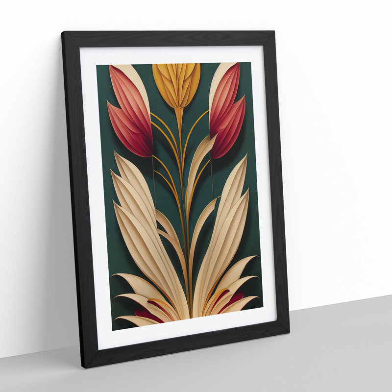 Flower No.1 - Single Picture Frame Print, 64cm H x 46cm W x 2cm D, Black Framed
