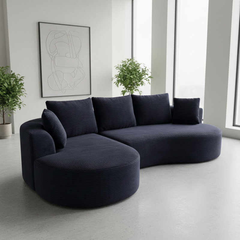 Ensemble de canapé modulaire courbé 2 pièces avec coussins, Black