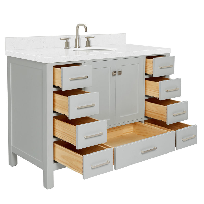 Ensemble de meuble-lavabo simple 48 po , Gris, Nickel brossé