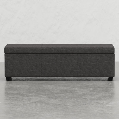 Contemporary Design Slate Grey Bench With Storage, Hand - Constructed Pine, High Density Foam, Hinge, Great For Hallway, Use As Extra Seating, 53.41 In Wide, 16.53 Linen Look Upholstered Large