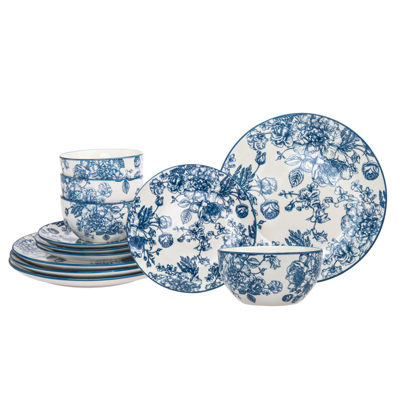 White Porcelain 12 Piece Dinnerware Set, Service for 4