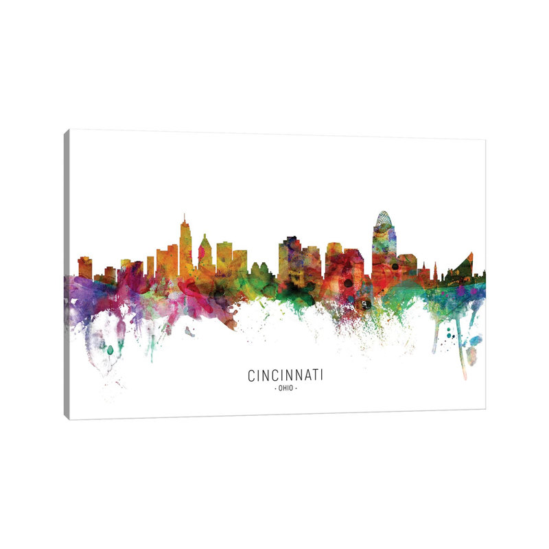 «Cincinnati Ohio Skyline» par Michael Tompsett, impression sur toile tendue, H 18 po x l 26 po x P 1,5 po