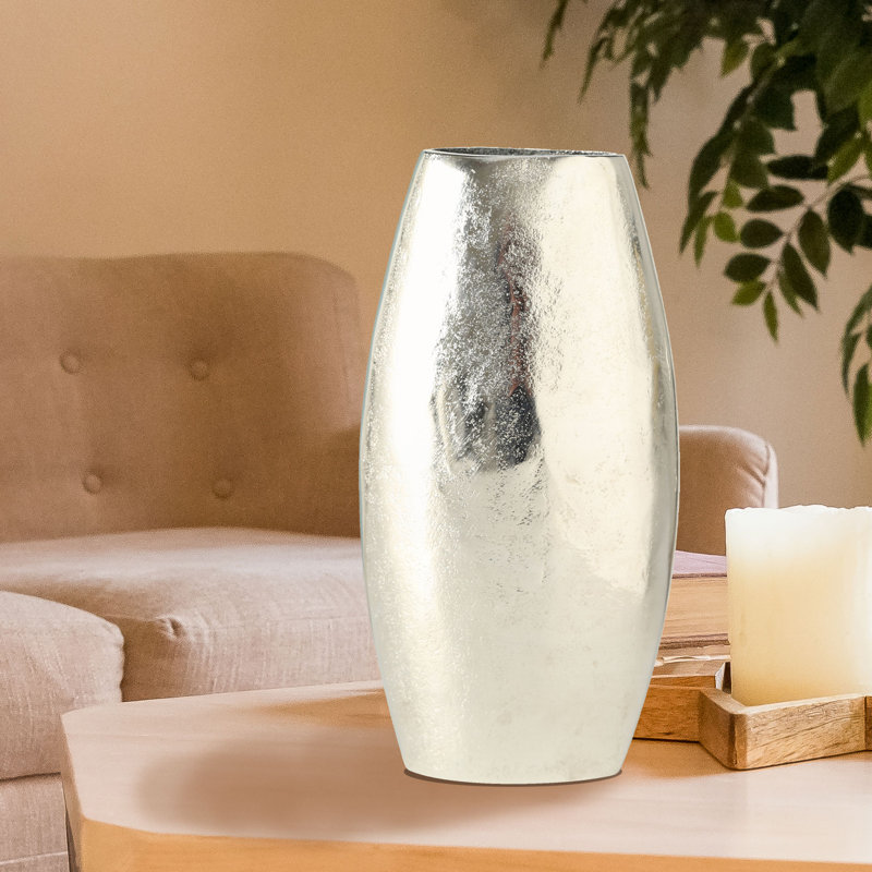 Sculptural Silver Aluminum Vase