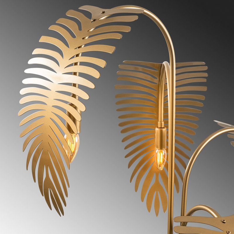 Stylish Gold Floor Lamp, Metal Body, 28.0 x 28.0 x 61.8 inches | Ø11.8 inches Base Plate, 98.4 inches Cable Length | 5 x E14 Max 40W Socket (Bulb Not Included) | Elegant Home Lighting, IP20 Rated, On/Off Switch