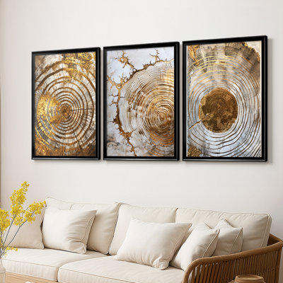 ABSTRACT Series Cxxviii - Toile tendue avec châssis sur mesure - 3 pièces