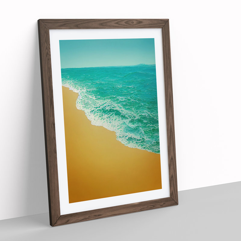 XV1022-2764X Modern Beach - Single Picture Frame Print, Walnut, 46cm H x 34cm W x 2cm D