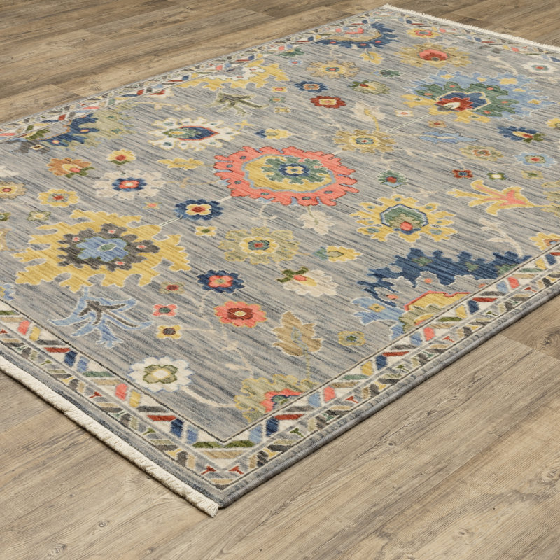 Tapis oriental gris / multicolore Anneli, Rectangle 6 pi 7 po x 9 pi 9 po