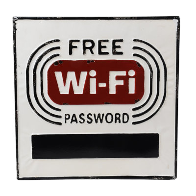 Rustic Metal Free Wi-Fi Password Dry Erase Marker Sign Business Shop Wall Decor