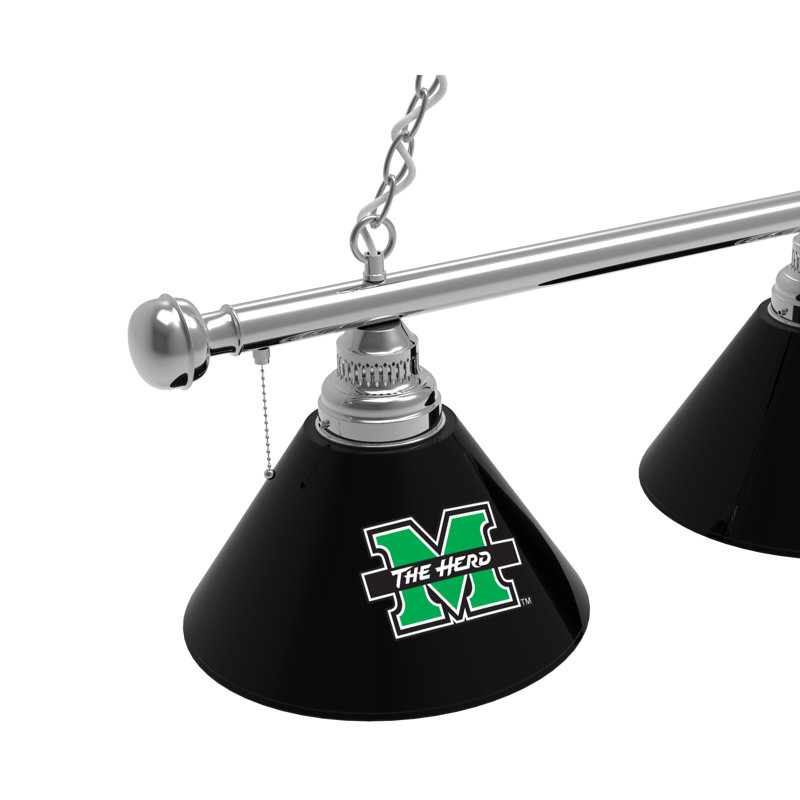 3 - Light Pool Table Lights Pendant, Chrome, Marshall Thundering Herd