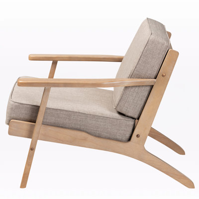 Jorgen Two-Tone Grey/Oak retro-inspired Upholstered Armchair, 29.13" H X 29.33" W X 36.02" D