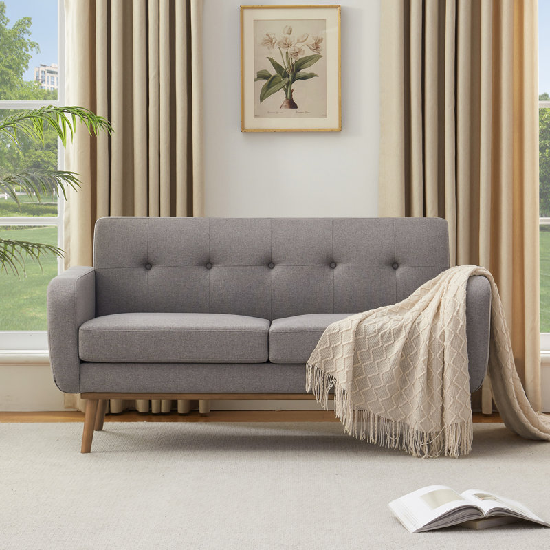 Analeah 60.2" W Square Arm Loveseat, Dark Gray