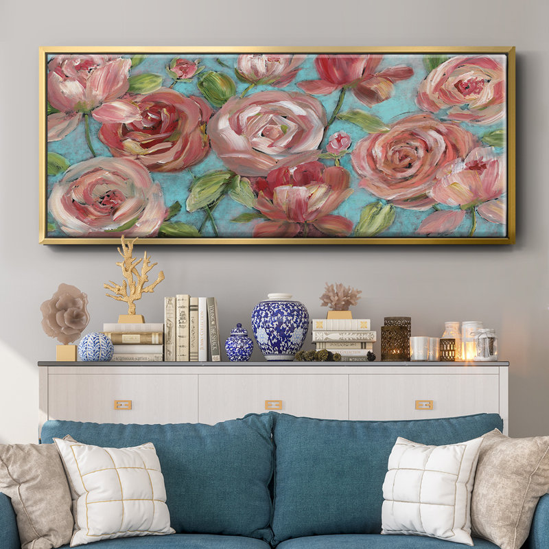 Peaches and Cream- Framed Canvas, 8" H x 20" W