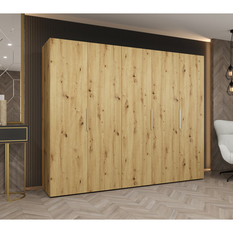 Manufactured Wood Wardrobe, artisan oak + handles: cashmere