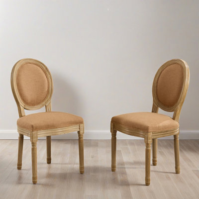 19.72" H Upholstered Side Chair King Louis Back Solid Wood Dining Chairs (Set of 2)