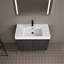 Meuble-lavabo 36 po avec lavabo en résine et base en contreplaqué de chêne foncé autoportant moderne - Qualité