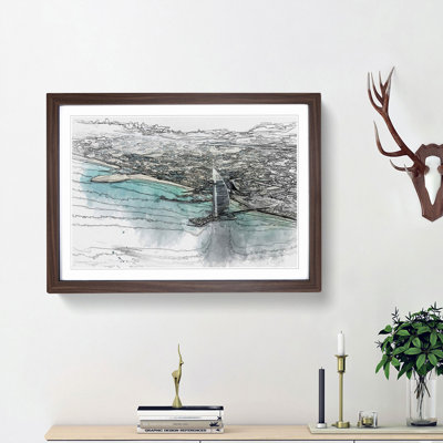 Burj Al Arab Hotel Dubai Skyline in Abstract - Picture Frame Graphic Art Print